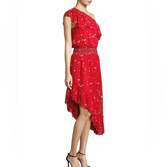 Joie Hafsa Fiesta one shoulder red midi dress 26565 - Picture 11 of 11